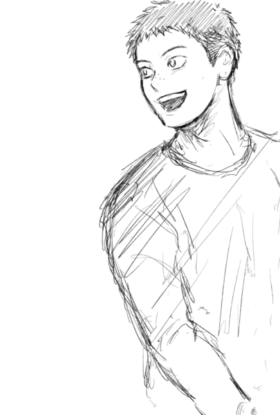 顔を横に向けて話しかけている様子の田島