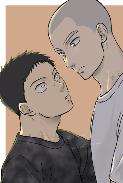 口を尖らせた田島と目を見張った花井が向かい合って目を合わせている